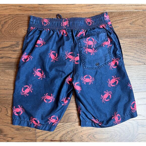 Men's Swim Trunks Blue Crab Print Drawstring Elastic‎ Waist Casual Shorts - Picture 2 of 10
